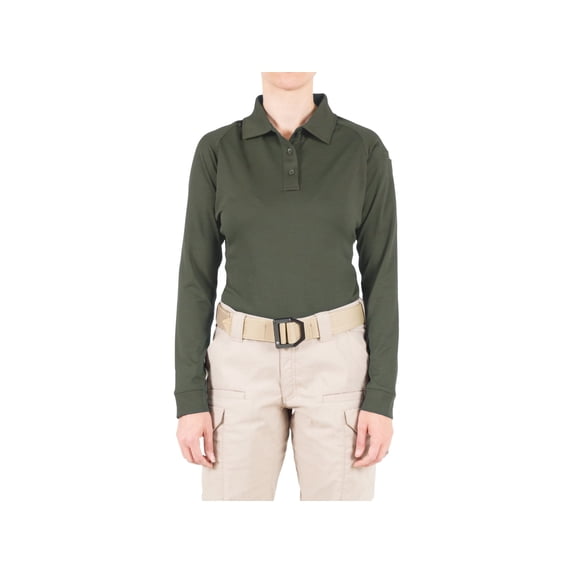 First Performance Long Sleeve Polo - Womens, OD Green, Extra Large