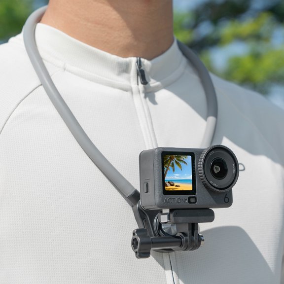 First Person View Neck Mount for Action Camera 360 Rotation Hands-Free Chest Holder Compatible with Smartphone Vlog Shooting