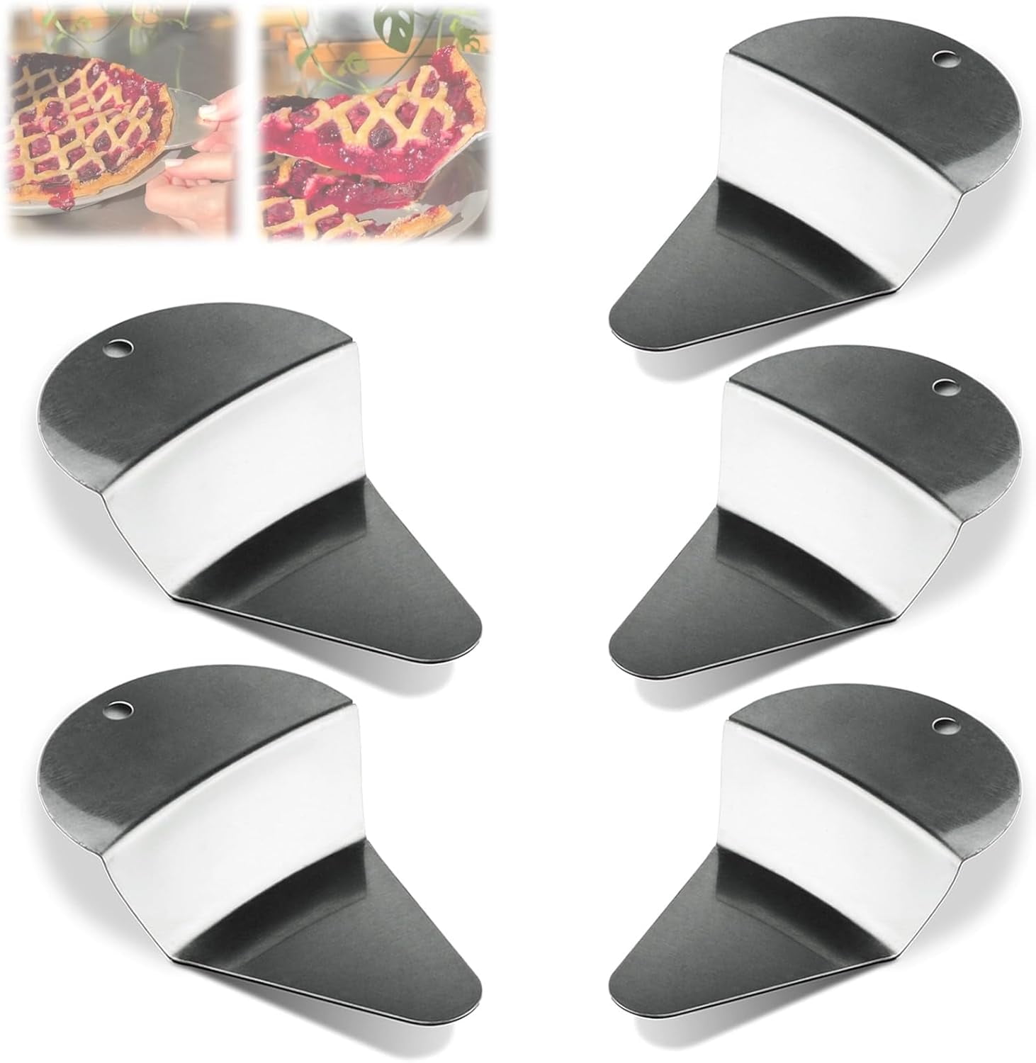 First Piece Pie Spatula, First Slice Pie Spatula, Stainless Steel Cake Cutter Shovel, Pie Server for Essential Kitchen Tool, Pizza Pie Gadgets, Triangle Fan-Shaped Pizza Shovel(5PCS)