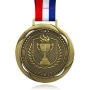 First Place Medal, Large Medal - 3.34Inch Wide - GOlympic Style Winner Medals Gold & Stripes Neck Ribbon - Perfect for Any Competition, Coaches, Students, Athletes and Academics