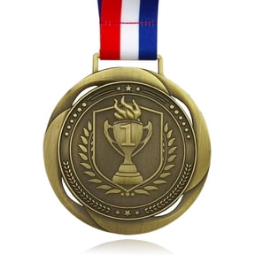 First Place Medal, Large Medal - 3.34Inch Wide - GOlympic Style Winner Medals Gold & Stripes Neck Ribbon - Perfect for Any Competition, Coaches, Students, Athletes and Academics