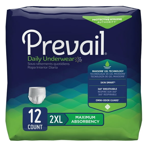 First Quality Adult Pull On Disposable Moderate Absorbency Underwear Prevail, 2X-Large, 12 Ct