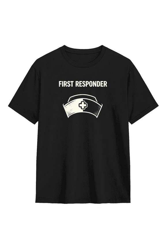 First Responder Nurse Cap Retro Graphic Tee for Men and Women, Nurse Witty Cotton Short Sleeves T-Shirt