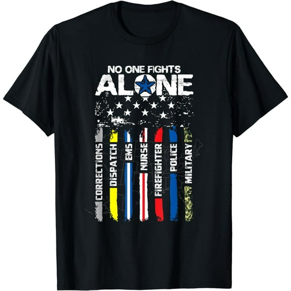 First Responders American Thin Line Police Fire Military EMS T-Shirt