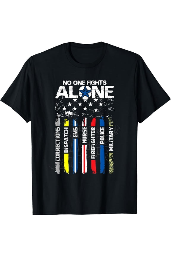 First Responders American Thin Line Police Fire Military EMS T-Shirt