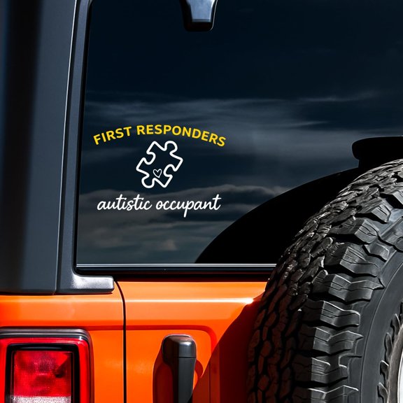 First Responders Autistic Occupant Decal Waterproof UV DTF Vinyl Autism Awareness Sticker, Emergency Alert Autism Car Decal for Vehicles, Windows & Family Safety Awareness Support STK2026-244-DND