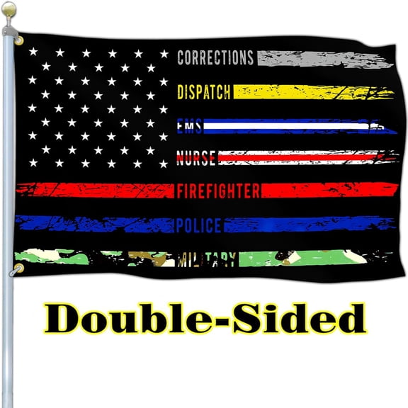 First-Responders Flag Nurse-E-M-S Police Firefighter MilitaryFlag 3x5 Ft Double Sided Printed Decor Banner Flags for Indoor Outdoor
