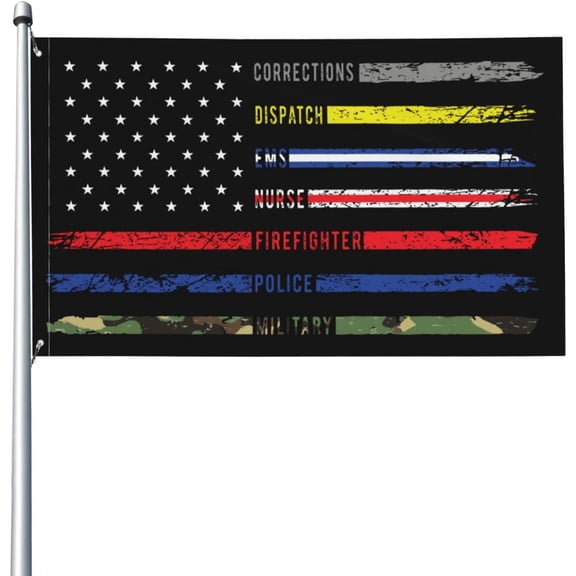 First Responders Hero Flag Nurse E-M-S Police Fire Military Flag 3x5 Feet Vivid Color and UV Fade Resistant Decor Banner Flags for Indoor Outdoor