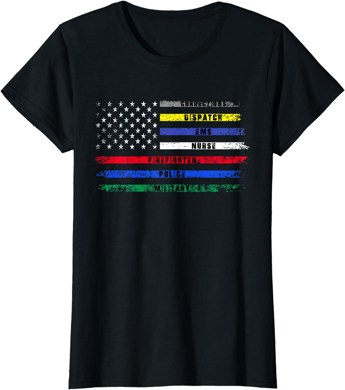 First Responders US Flag Police Fire Military Nurse EMS Hero T-Shirt