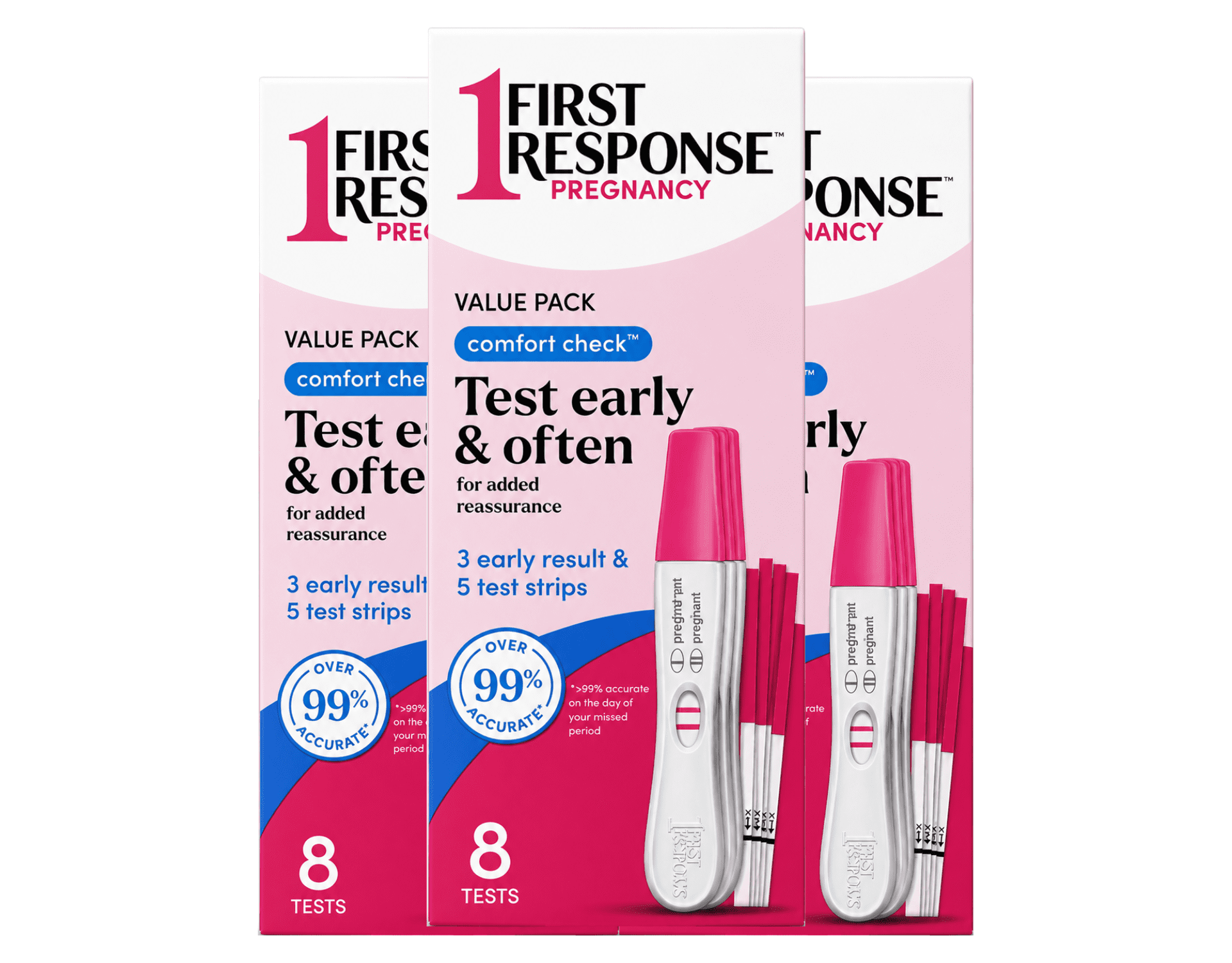 First Response Comfort Check Pregnancy Test, 8 Count – Early Result Home Test Kit 3 Pack