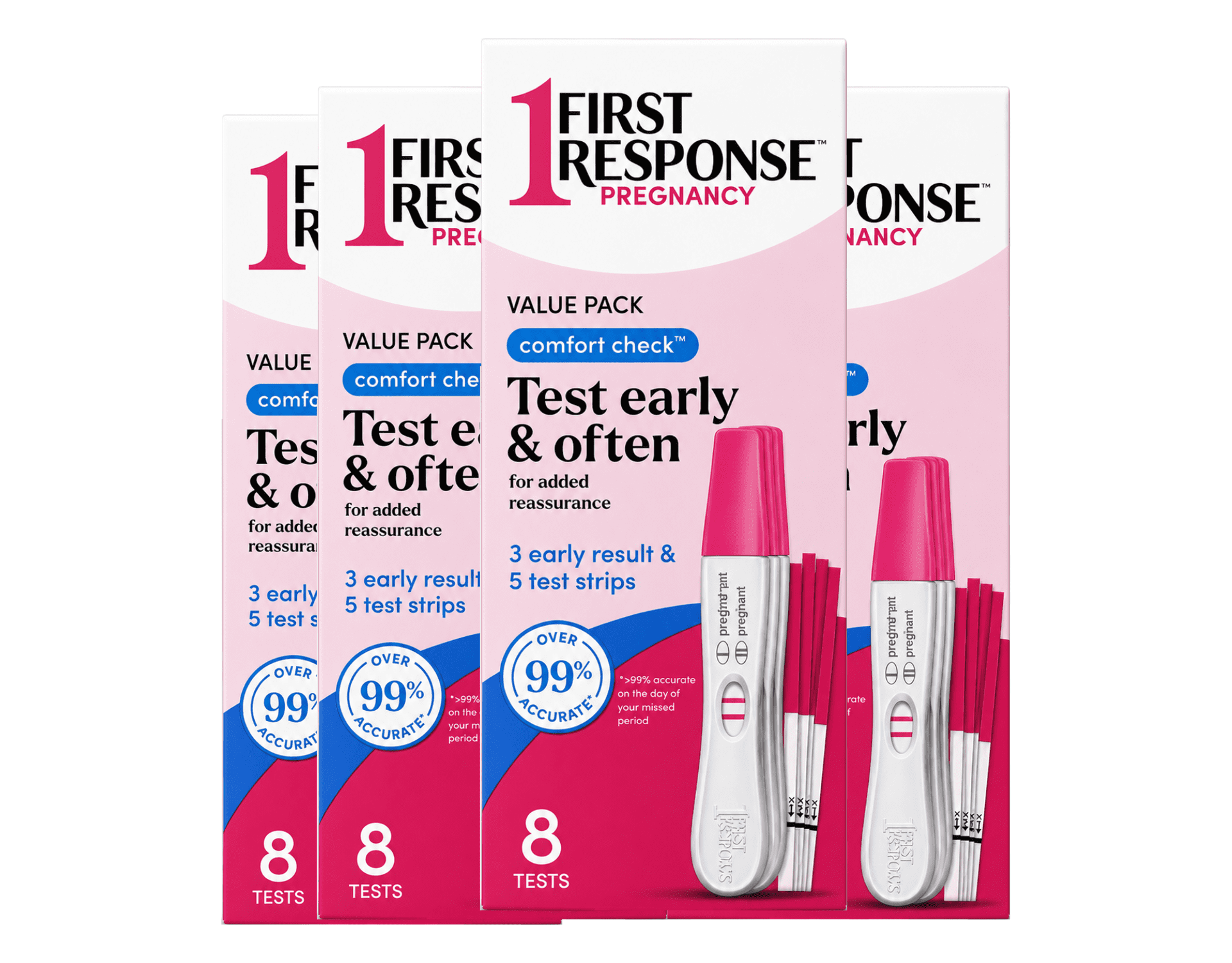 First Response Comfort Check Pregnancy Test, 8 Count – Early Result Home Test Kit 4 Pack