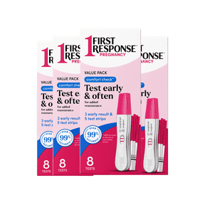 First Response Comfort Check Pregnancy Test, 8 Count Early Result Home Test Kit 4 Pack