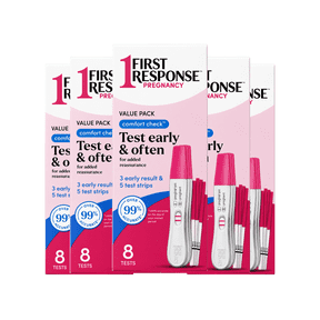 First Response Comfort Check Pregnancy Test, 8 Count Early Result Home Test Kit 5 Pack