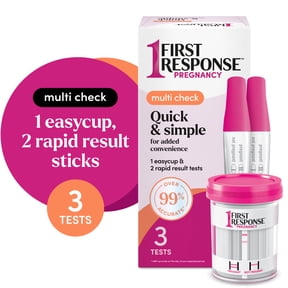 First Response Multi Check Quick & Simple Pregnancy Test Kit, 1 EasyCup Test with Built-in Pregnancy Test Strip, and 2 Rapid Result Pregnancy Tests, 1 Kit