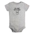 thumbnail image 1 of My First Rock Shirt Funny Rompers For Babies, Newborn Baby Unisex Bodysuits, Infant Jumpsuits, Toddler 0-24 Months Kids One-Piece Oufits (Gray, 18-24 Months), 1 of 4
