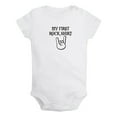 thumbnail image 1 of My First Rock Shirt Funny Rompers For Babies, Newborn Baby Unisex Bodysuits, Infant Jumpsuits, Toddler 0-24 Months Kids One-Piece Oufits (White, 0-6 Months), 1 of 4