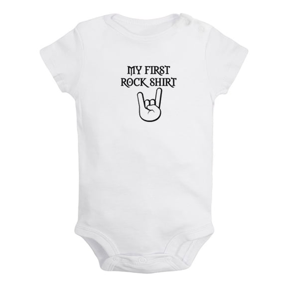 My First Rock Shirt Funny Rompers For Babies, Newborn Baby Unisex Bodysuits, Infant Jumpsuits, Toddler 0-24 Months Kids One-Piece Oufits (White, 0-6 Months)