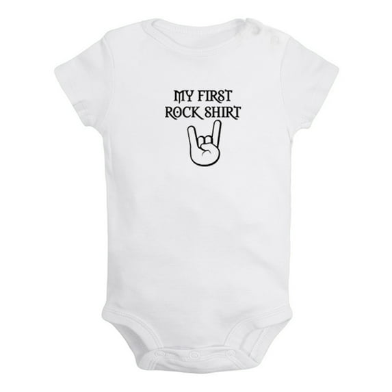 My First Rock Shirt Funny Rompers For Babies, Newborn Baby Unisex Bodysuits, Infant Jumpsuits, Toddler 0-24 Months Kids One-Piece Oufits (White, 0-6 Months)