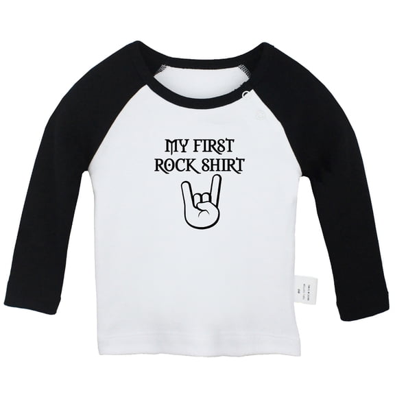 My First Rock Shirt Funny T shirt For Baby, Newborn Babies T-shirts, Infant Tops, 0-24M Kids Graphic Tees Clothing (Long Black Raglan T-shirt, 6-12 Months)