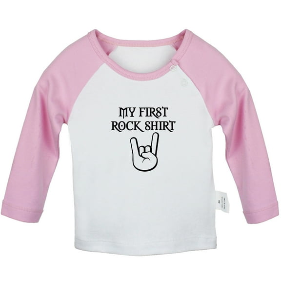 My First Rock Shirt Funny T shirt For Baby, Newborn Babies T-shirts, Infant Tops, 0-24M Kids Graphic Tees Clothing (Long Pink Raglan T-shirt, 0-6 Months)