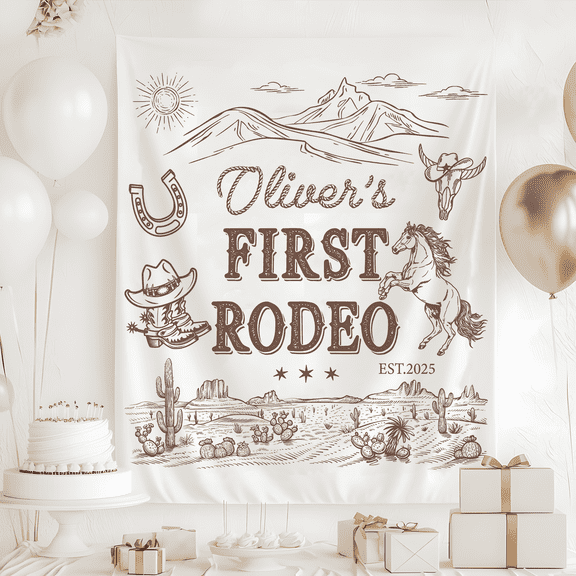 BASNITU Tapestry, Birthday Party, First Rodeo Theme, Custom Backdrop