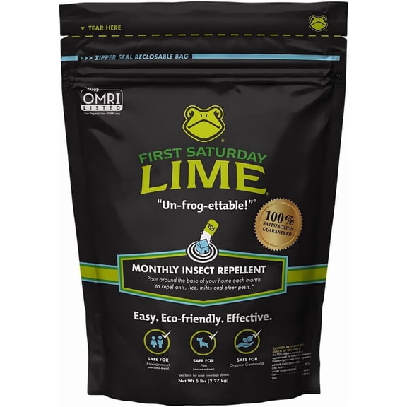 First Saturday Lime Insect Deterrent 20LB | Monthly Insect Barrier | Multi-Purpose Natural Repellent for Outdoors | Deters Ants, Ticks, Fleas & Others
