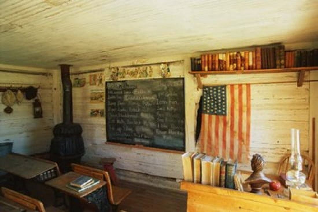 First School in Montana Canvas Art - Panoramic Images (19 x 12)