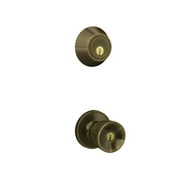 First Secure by Schlage Deadbolt and Keyed Entry Hawkins Knob in Antique Brass
