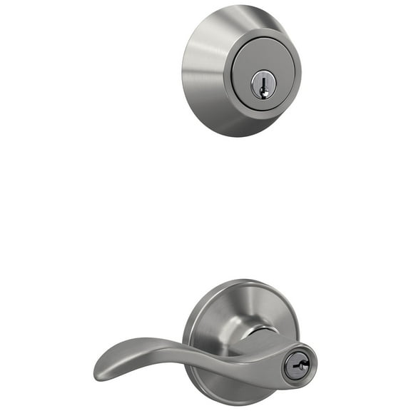 First Secure by Schlage Deadbolt and Keyed Entry Presley Lever in Stainless Steel