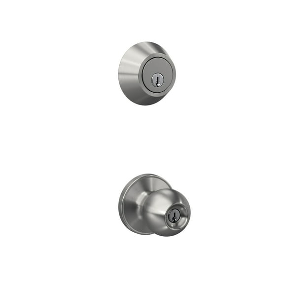 First Secure by Schlage Deadbolt and Keyed Entry Rigsby Door Knob in Stainless Steel