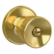 First Secure by Schlage Hawkins Bed / Bath Privacy Door Knob in Bright Brass