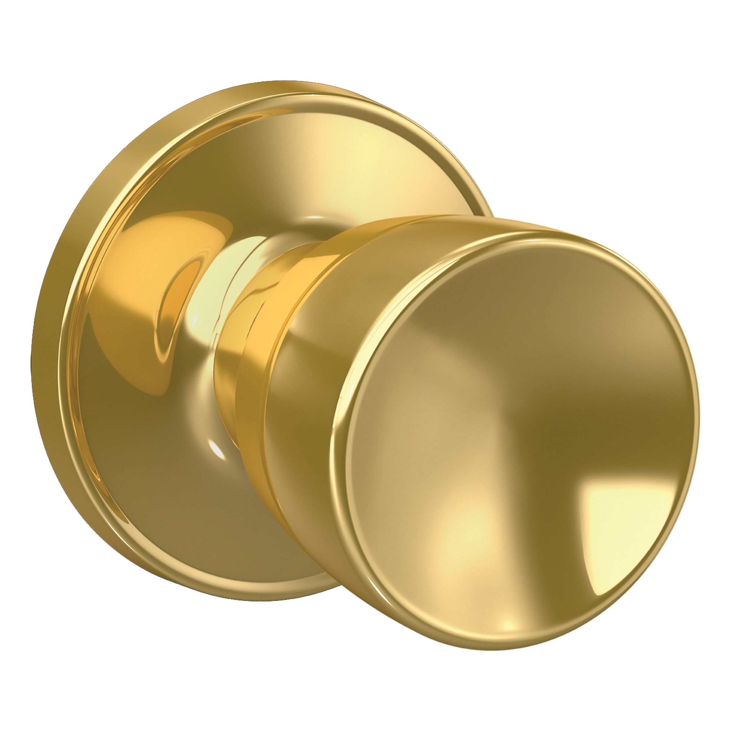First Secure by Schlage Hawkins Knob Hall and Closet Lock in Bright Brass