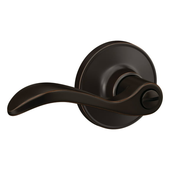 First Secure by Schlage Presley Bed / Bath Privacy Lever in Aged Bronze