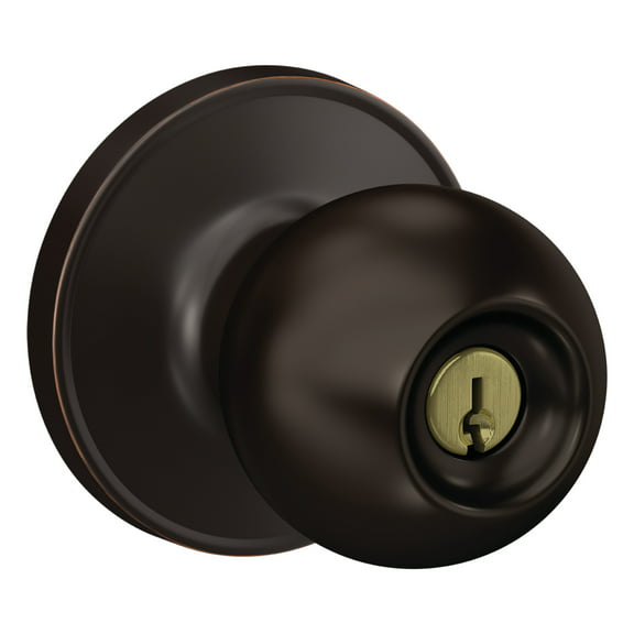 First Secure by Schlage Rigsby Keyed Entry Door Knob in Aged Bronze