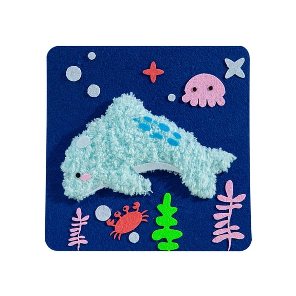 First Sewing Kit for Beginner Kids Arts & Crafts, 5 Easy DIY Embroidery Projects Animal Dolls Set, Gift for Girls, Boys, Learn to Sew