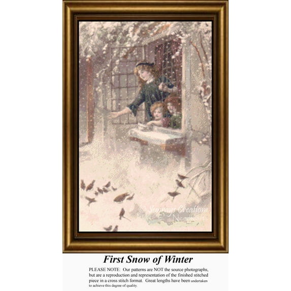 First Snow of Winter, Vintage Counted Cross Stitch Pattern, Winter Counted Cross Stitch Pattern (Pattern Only, You Provide the Floss and Fabric)