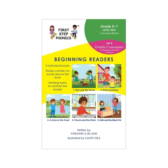 First Step Phonics Level 2, Set 4: Two-consonant Blends at the beginning and end of words (5 books)
