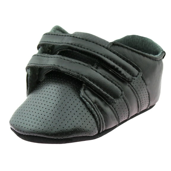 First Steps Cute Baby Boys Athletic Fashion Sneakers Trendy Gym Shoe Casual Kicks Soft Sole Newborn Prewalker Black Size 3 (6-9 Months)