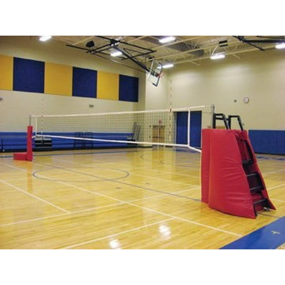 First Team Horizon Complete-ST Steel Competition Portable Volleyball System with Judges Stand44; Columbia Blue