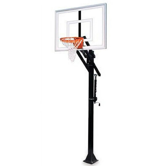 First Team Jam Turbo-BP Steel-Glass In Ground Adjustable Basketball System44; Gold