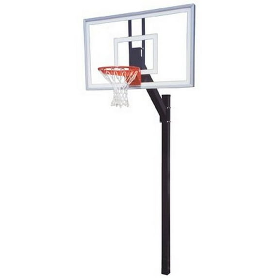 First Team Legacy Nitro Steel-Glass In Ground Fixed Height Basketball System44; Brick Red