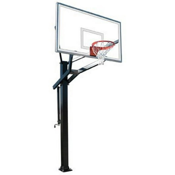 First Team PowerHouse 672 Steel-Glass In Ground Adjustable Basketball System44; Brick Red