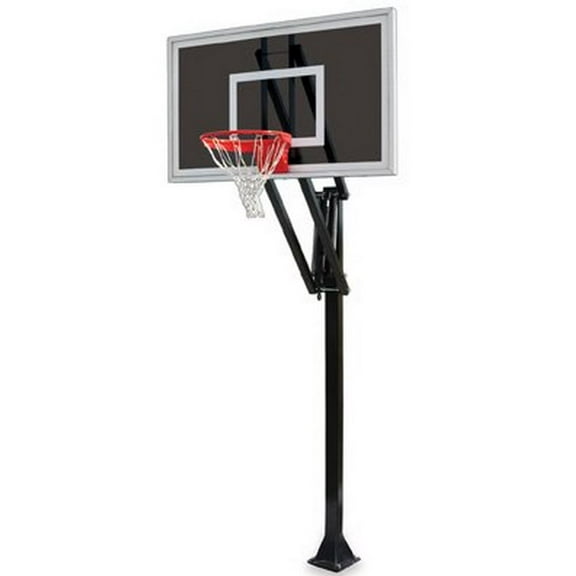 First Team Vector Eclipse-BP Steel-Smoked Glass In Ground Adjustable Basketball System44; Grey