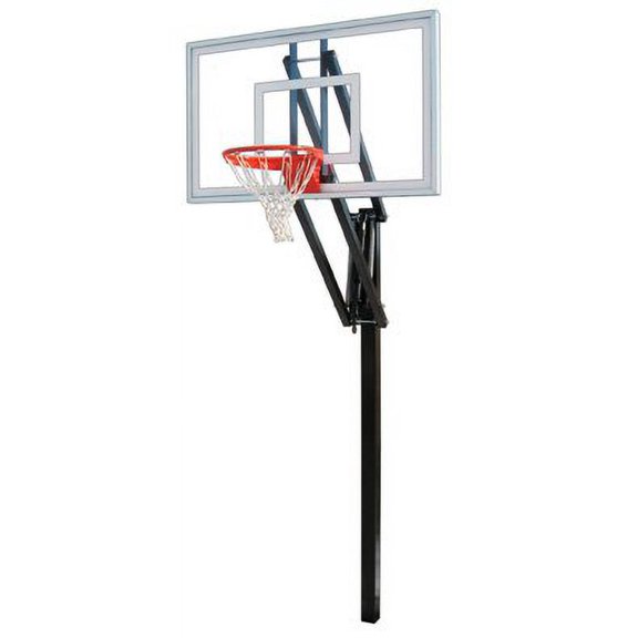 First Team Vector Nitro Steel-Glass In Ground Adjustable Basketball System44; Scarlet