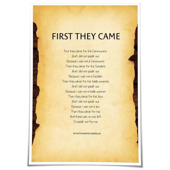 First They Came Poem Wall Art poster Quotes Wall Art Poetry Posters Art  Modern Decorative  on Canvas for Living Room poster