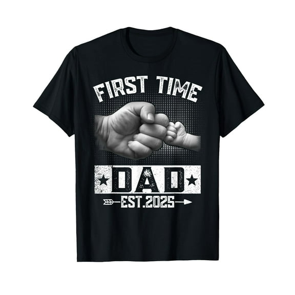 First Time Dad Est 2025 Fist Bump New Dad Funny Father's Day T-Shirt