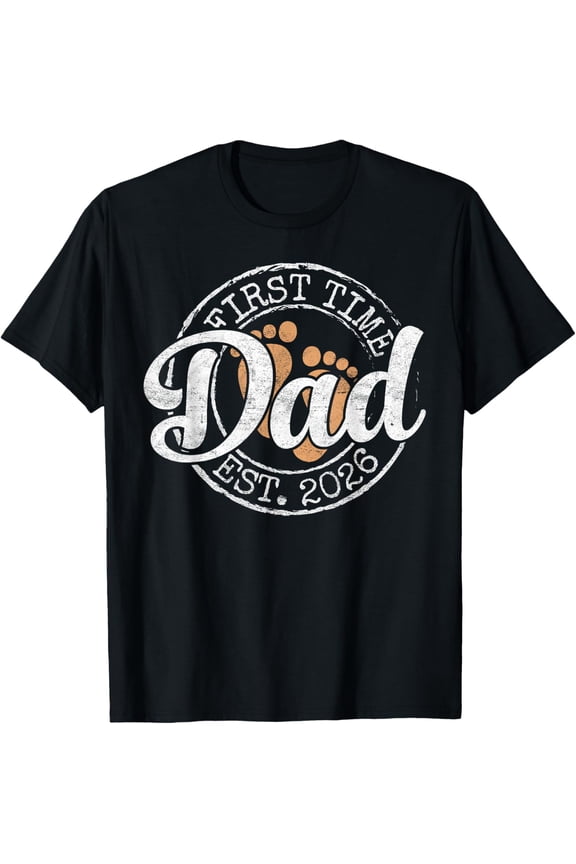First Time Dad Est 2026 Stamp Soon Promoted to Daddy Mens T-Shirt