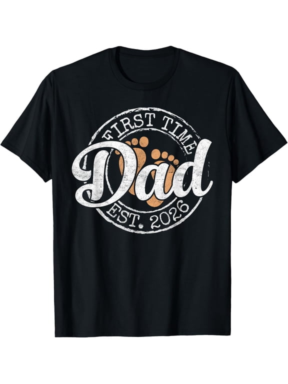 First Time Dad Est 2026 Stamp Soon Promoted to Daddy Mens T-Shirt