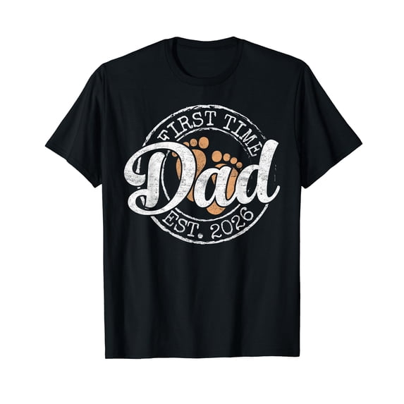 First Time Dad Est 2026 Stamp Soon Promoted to Daddy T-Shirt