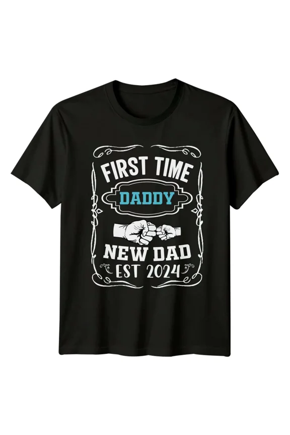First Time Daddy New Dad Est 2024 T-Shirt Fathers Day Gift